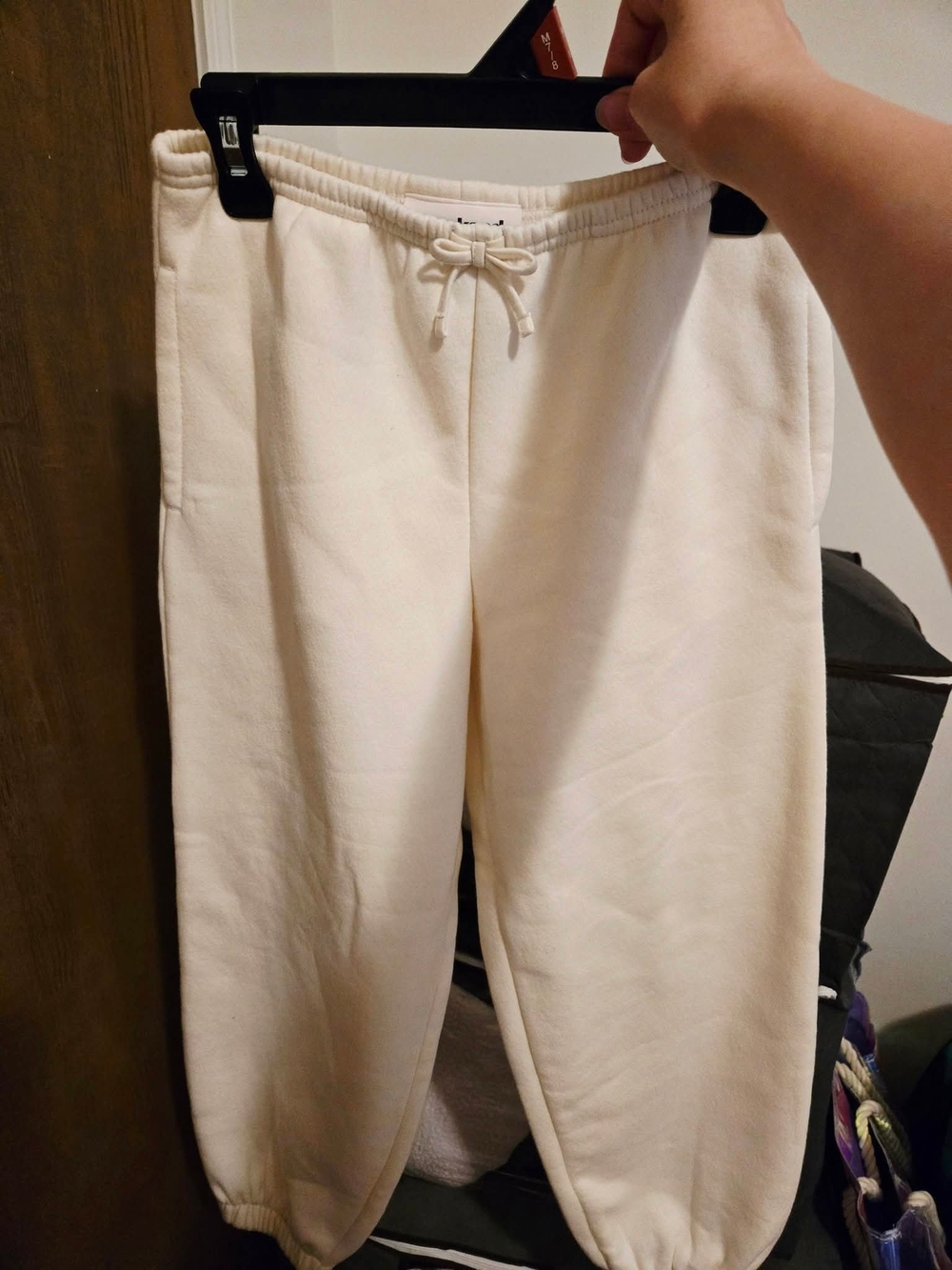 Cream Drawstring Kids Sweatpants - Unbranded